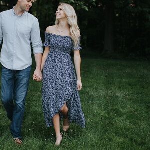 Off the shoulder smocked Lulus midi dress